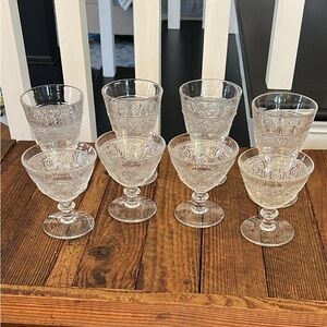 Vintage Clear Glass Goblet Set (8)
